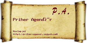 Priher Agenór névjegykártya